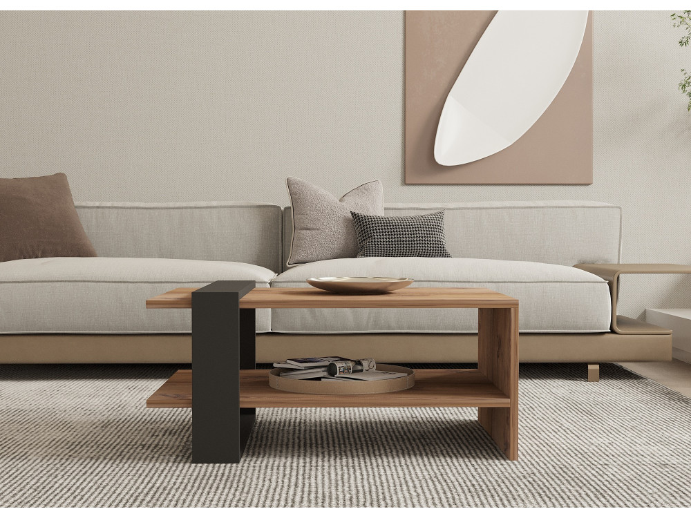 Tavolino in legno "Ova" - 80 x 55 x 35 cm - Marrone