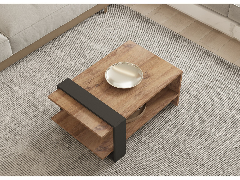 Tavolino in legno "Ova" - 80 x 55 x 35 cm - Marrone