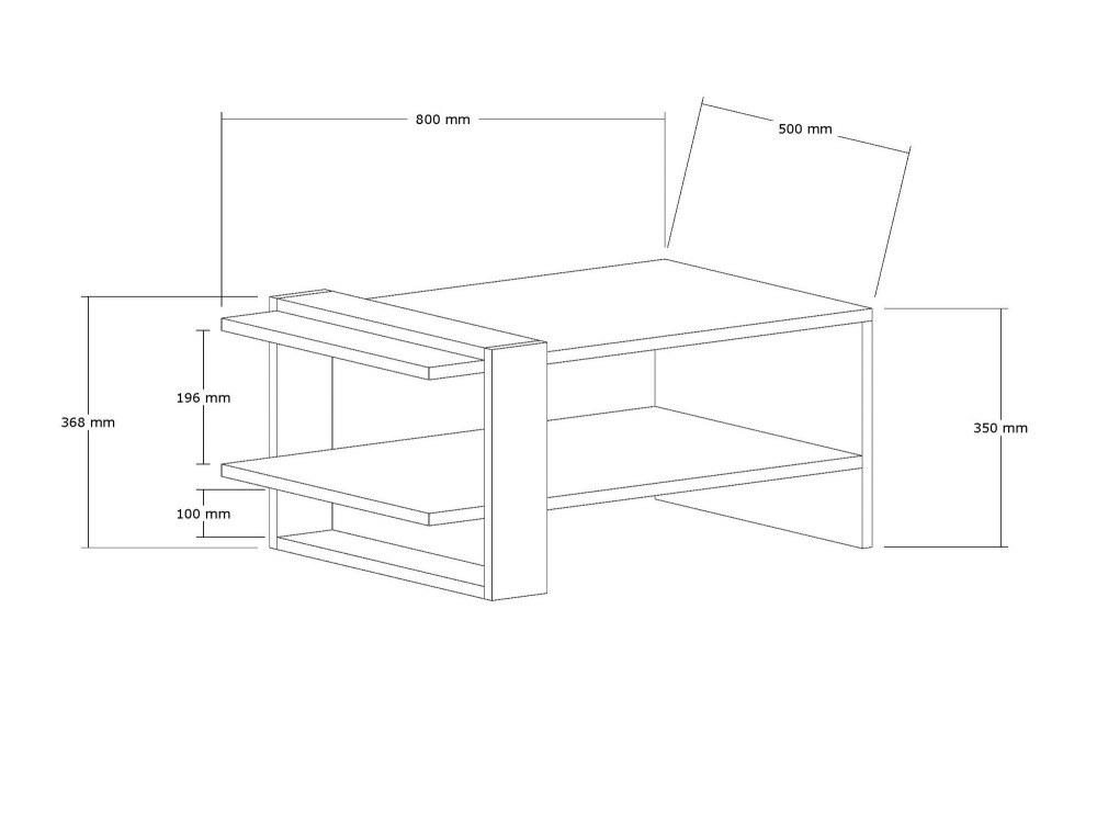 Tavolino in legno "Ova" - 80 x 55 x 35 cm - Marrone