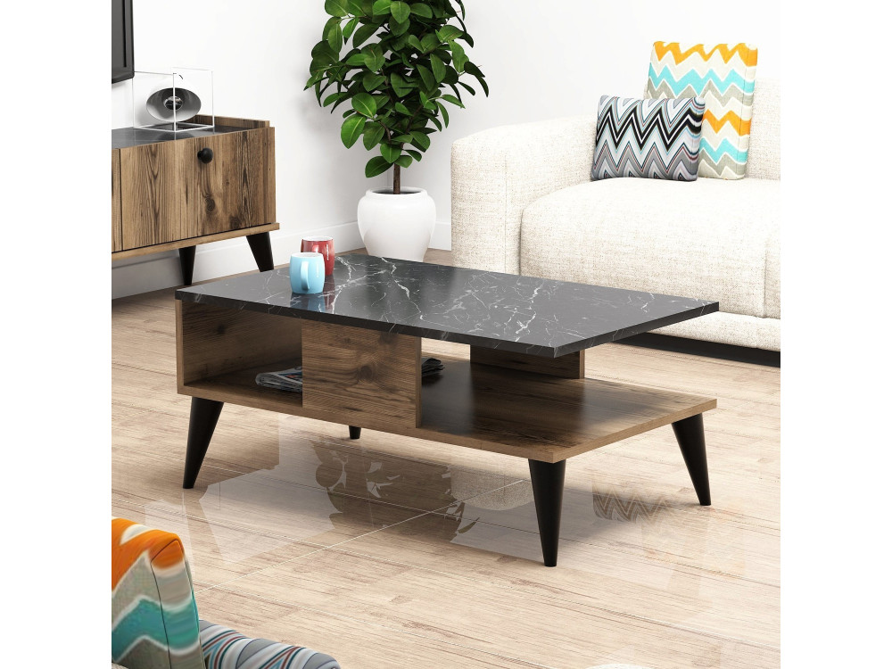 Tavolino in legno "Lidya" - 90 x 54 x 39 cm - Marrone