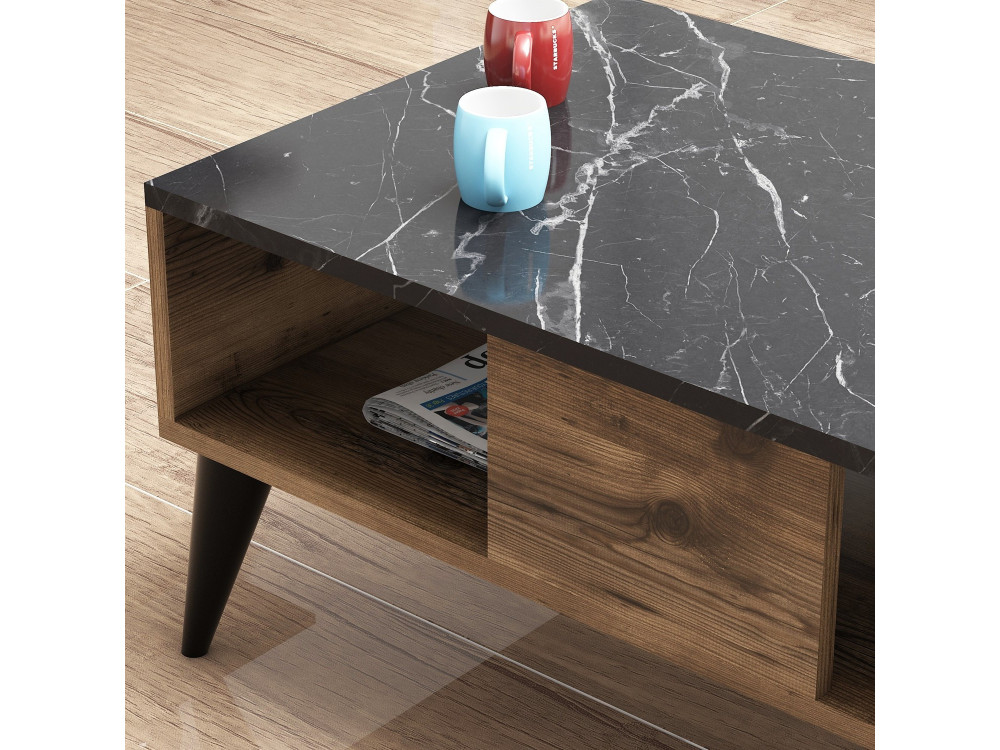 Tavolino in legno "Lidya" - 90 x 54 x 39 cm - Marrone