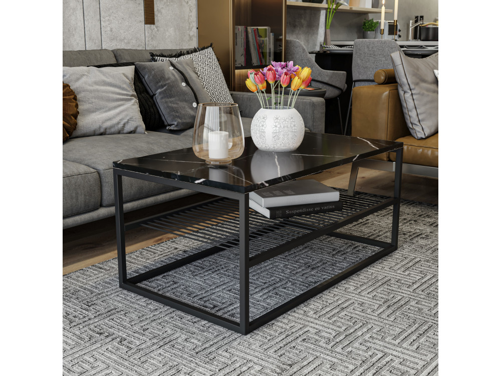 Tavolino in legno "Asude" - 95 x 55 x 42 cm - Nero
