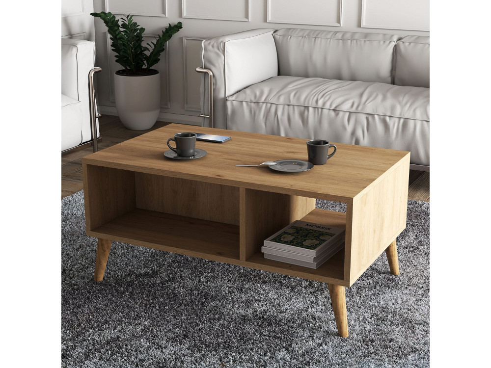 Tavolino in legno "Exxen" - 90 x 41 x 54 cm - Marrone