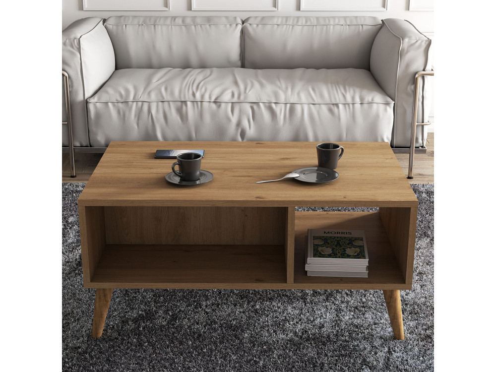 Tavolino in legno "Exxen" - 90 x 41 x 54 cm - Marrone