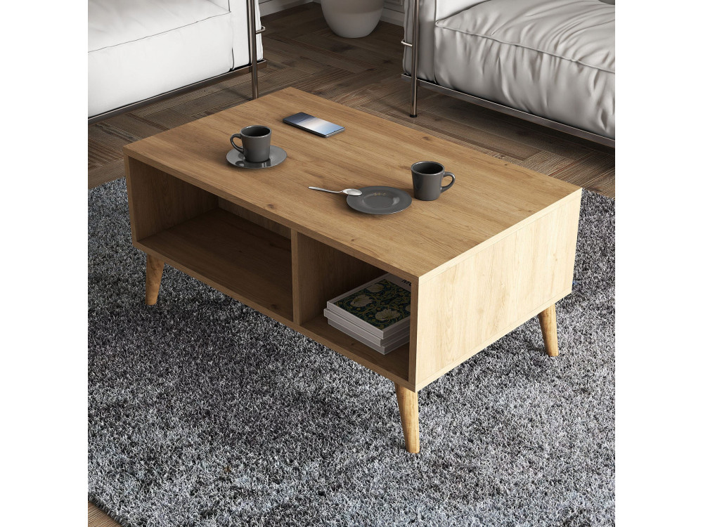 Tavolino in legno "Exxen" - 90 x 41 x 54 cm - Marrone