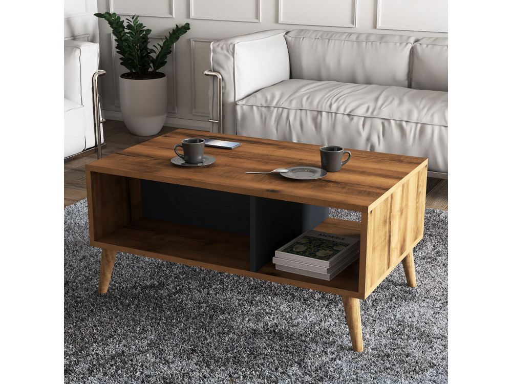 Tavolino in legno "Exxen" - 90 x 41 x 54 cm - Grigio antracite