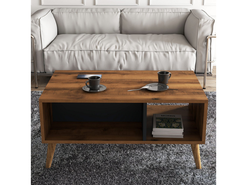 Tavolino in legno "Exxen" - 90 x 41 x 54 cm - Grigio antracite