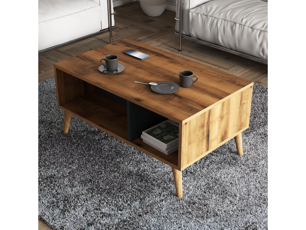 Tavolino in legno "Exxen" - 90 x 41 x 54 cm - Grigio antracite