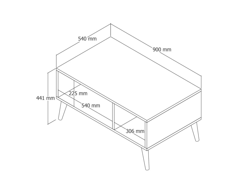 Tavolino in legno "Exxen" - 90 x 41 x 54 cm - Grigio antracite