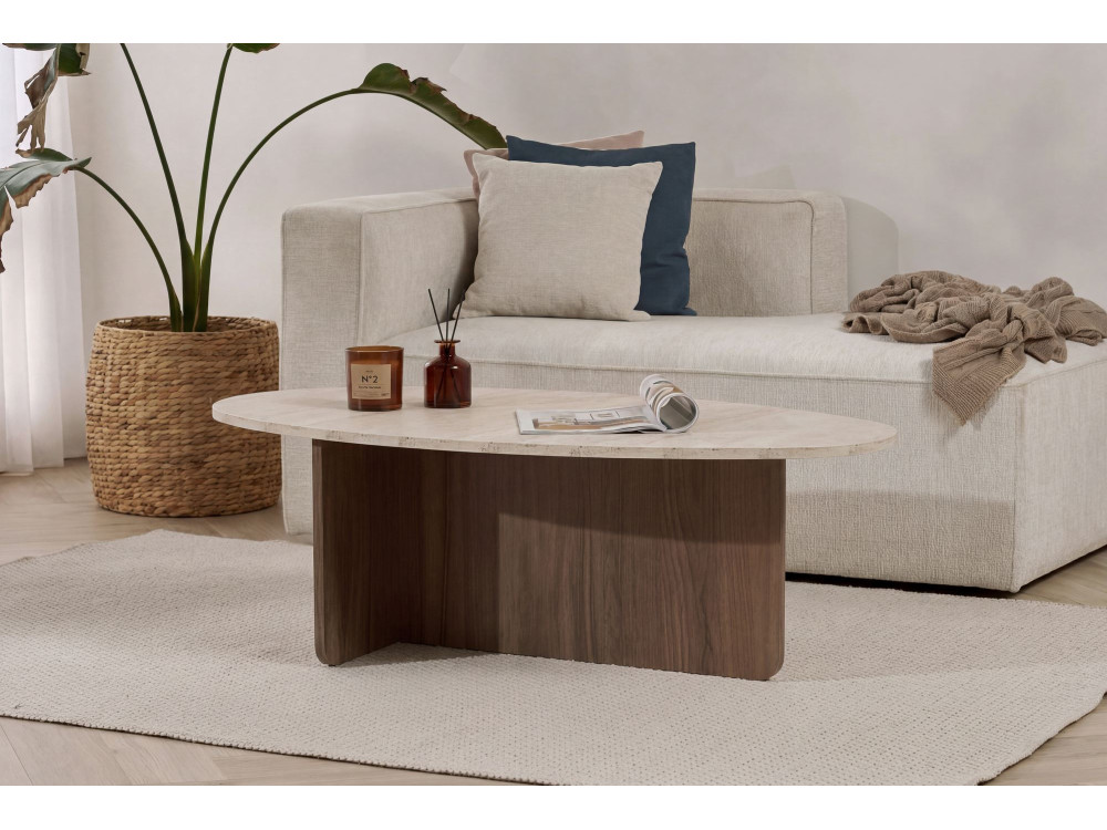 Tavolino in legno "Orba" - 120 x 65 x 40 cm - Travertino