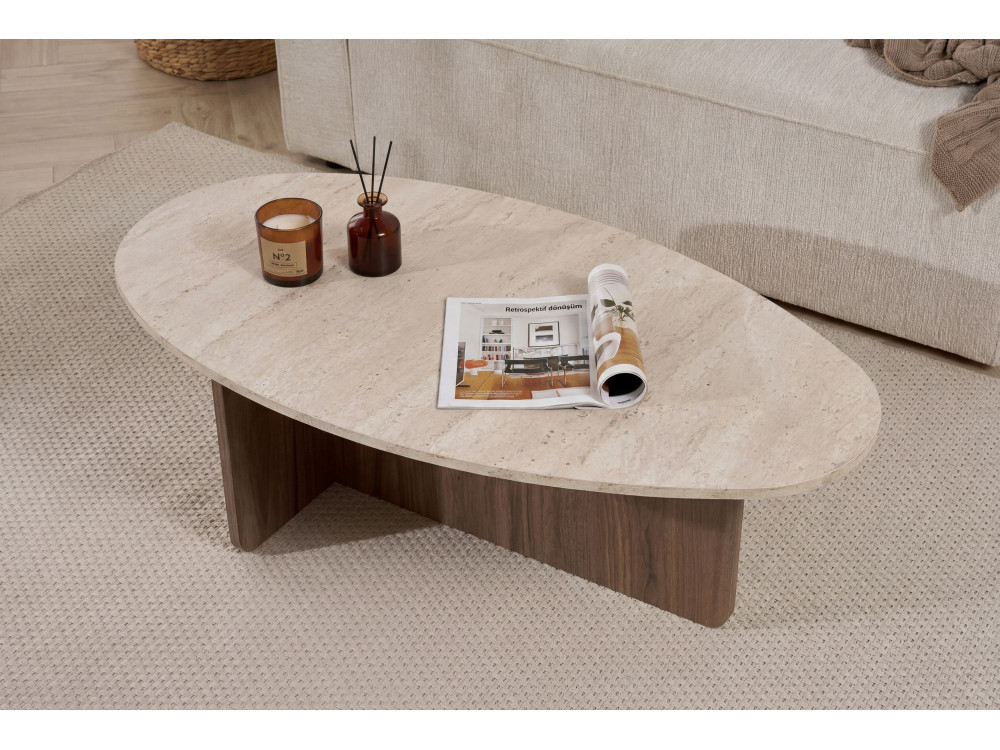 Tavolino in legno "Orba" - 120 x 65 x 40 cm - Travertino