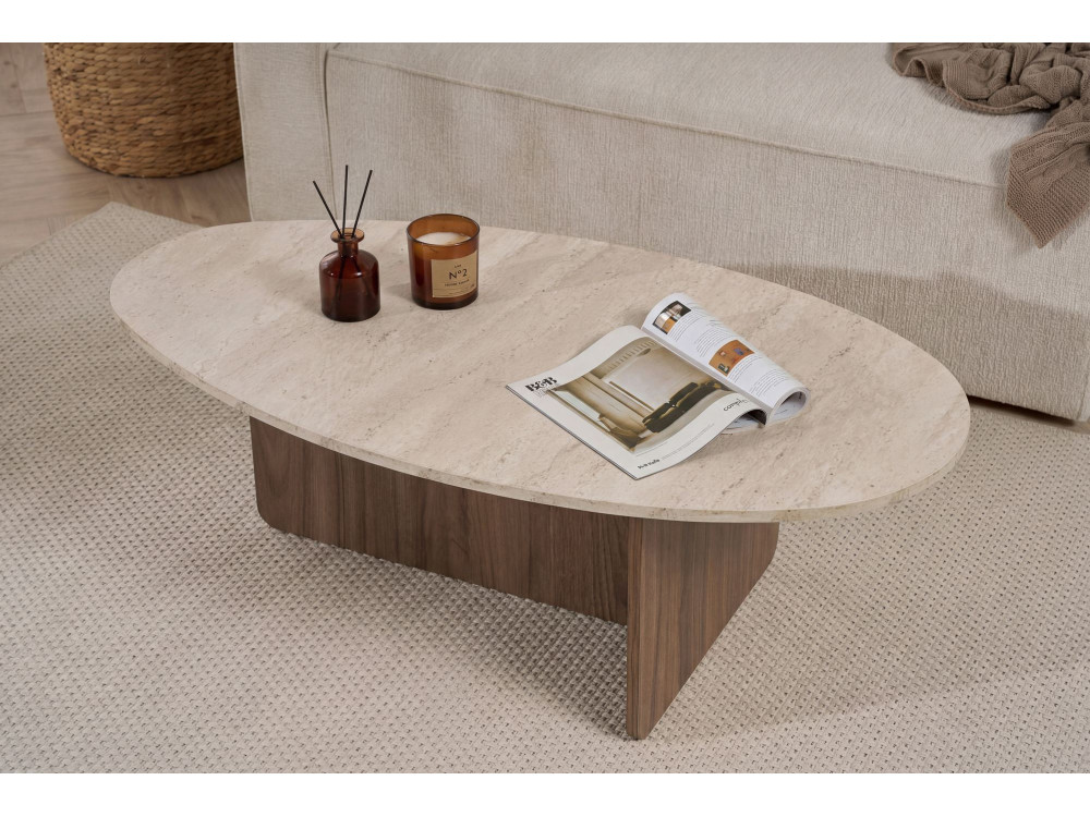 Tavolino in legno "Orba" - 120 x 65 x 40 cm - Travertino
