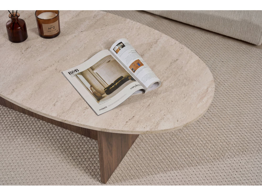 Tavolino in legno "Orba" - 120 x 65 x 40 cm - Travertino
