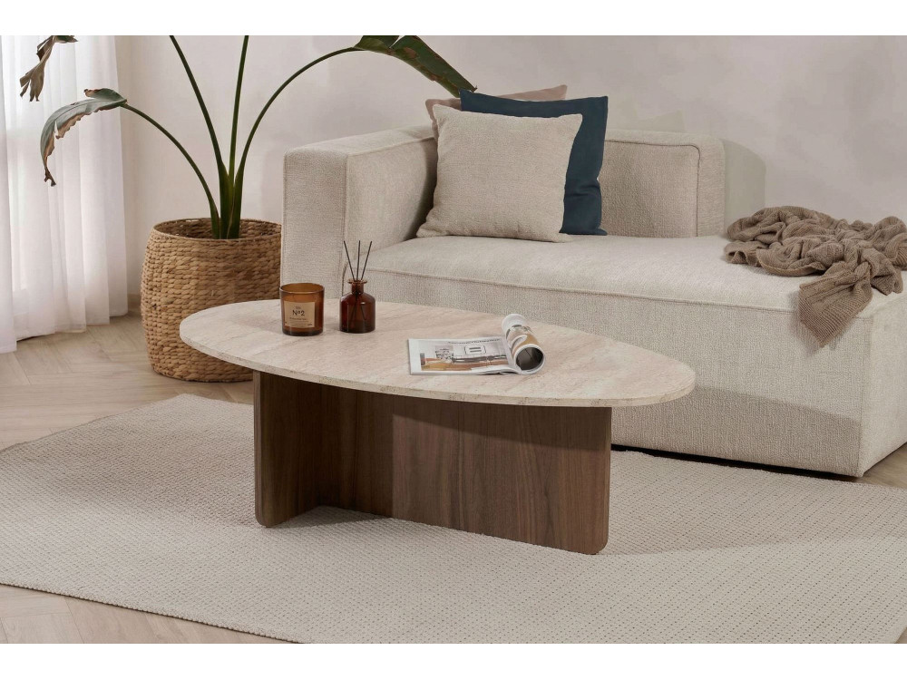 Tavolino in legno "Orba" - 120 x 65 x 40 cm - Travertino