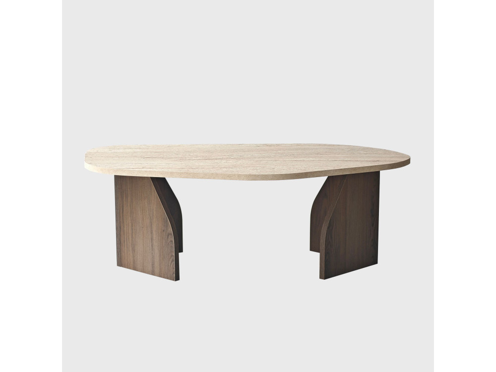Tavolino in legno "Rock" - 100 x 60 x 35 cm - Travertino