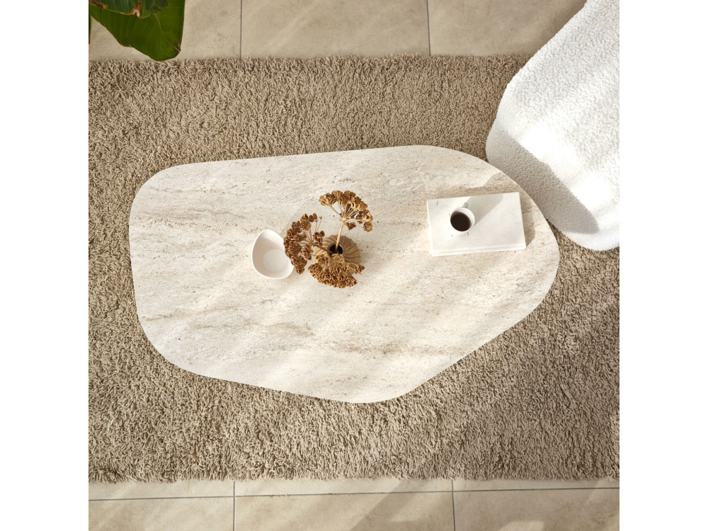 Tavolino in legno "Rock" - 100 x 60 x 35 cm - Travertino