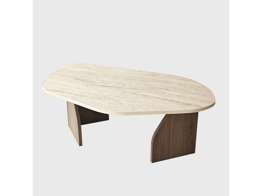 Tavolino in legno "Rock" - 100 x 60 x 35 cm - Travertino