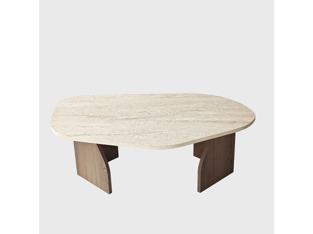 Tavolino in legno "Rock" - 100 x 60 x 35 cm - Travertino