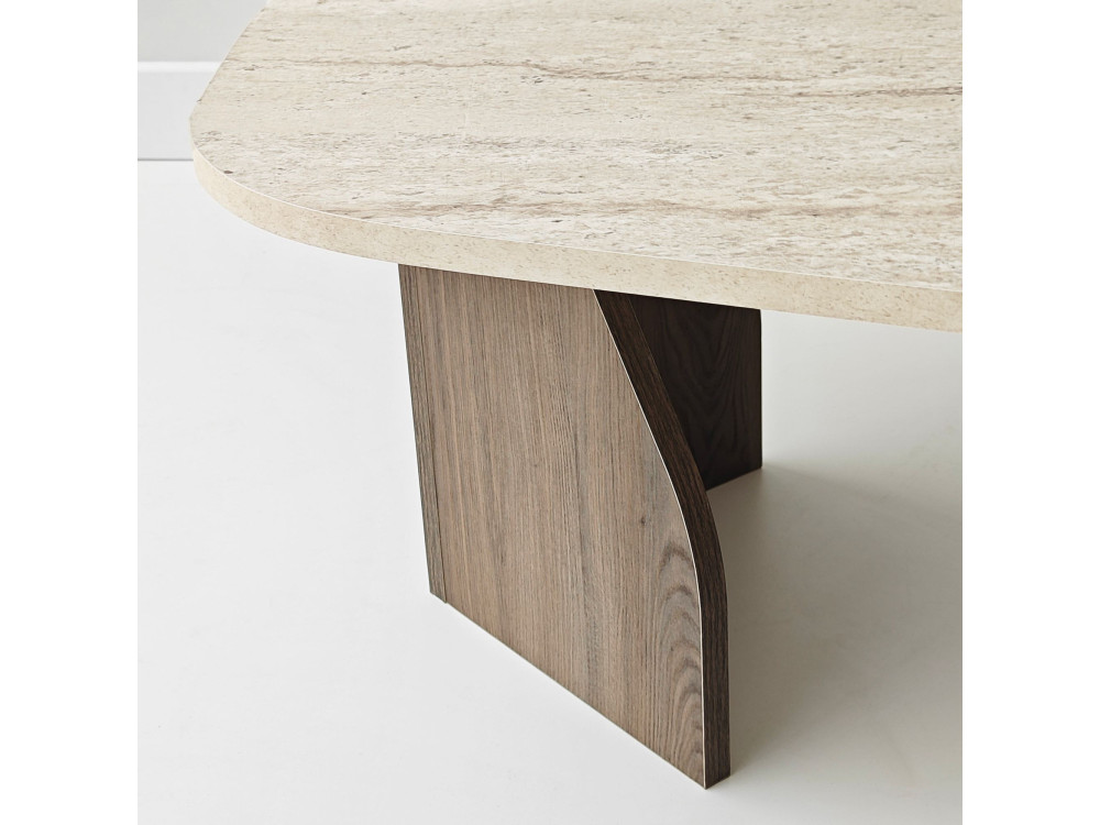 Tavolino in legno "Rock" - 100 x 60 x 35 cm - Travertino