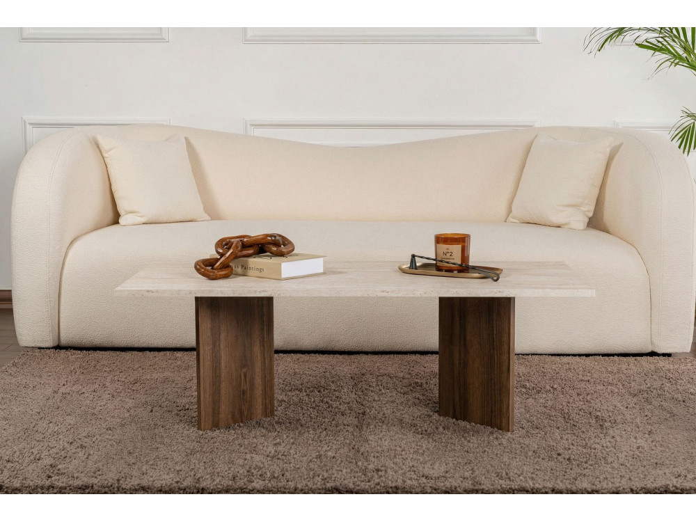 Tavolino in legno "Sabin" - 119 x 60 x 40 cm - Travertino