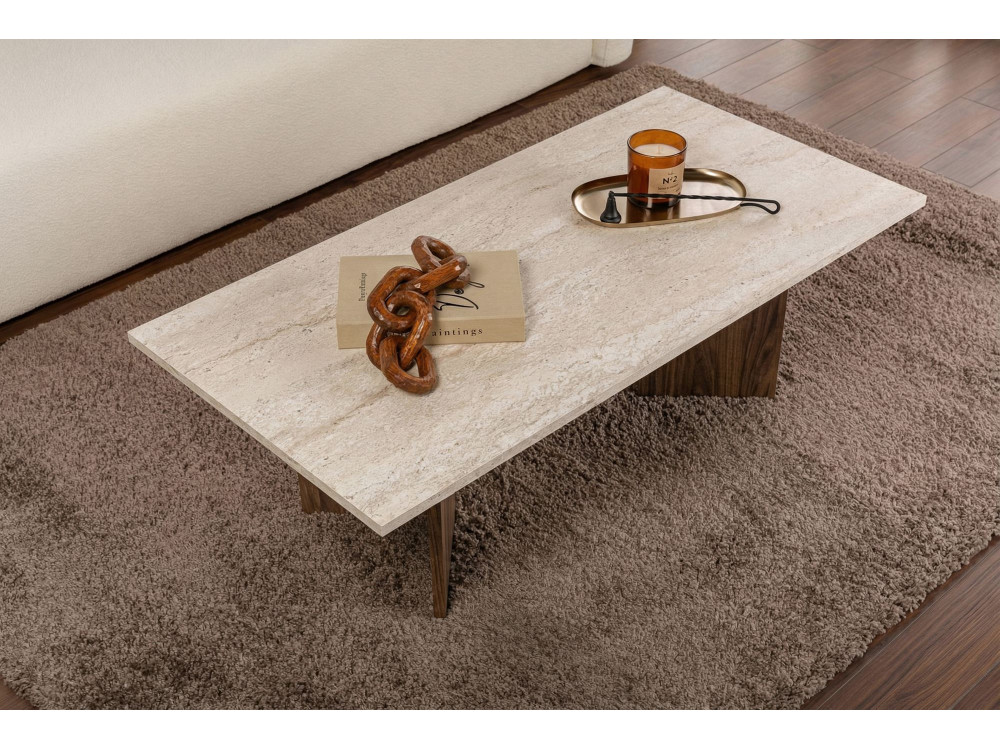 Tavolino in legno "Sabin" - 119 x 60 x 40 cm - Travertino