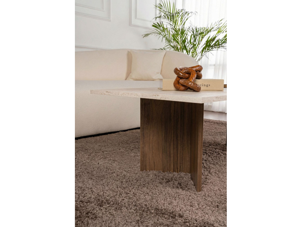 Tavolino in legno "Sabin" - 119 x 60 x 40 cm - Travertino
