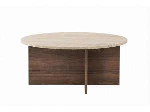 Tavolino in legno "Soleil" - 90 x 90 x 40 cm - Travertino