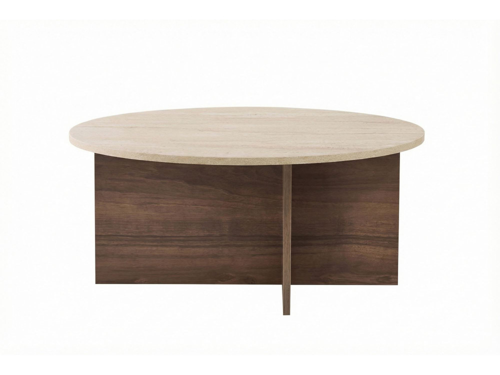 Tavolino in legno "Soleil" - 90 x 90 x 40 cm - Travertino