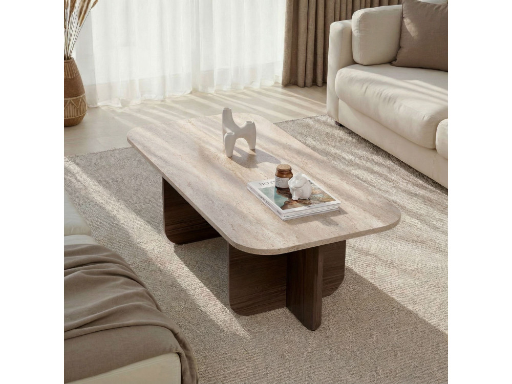 Tavolino in legno "Akira" - 120 x 60 x 41 cm - Travertino