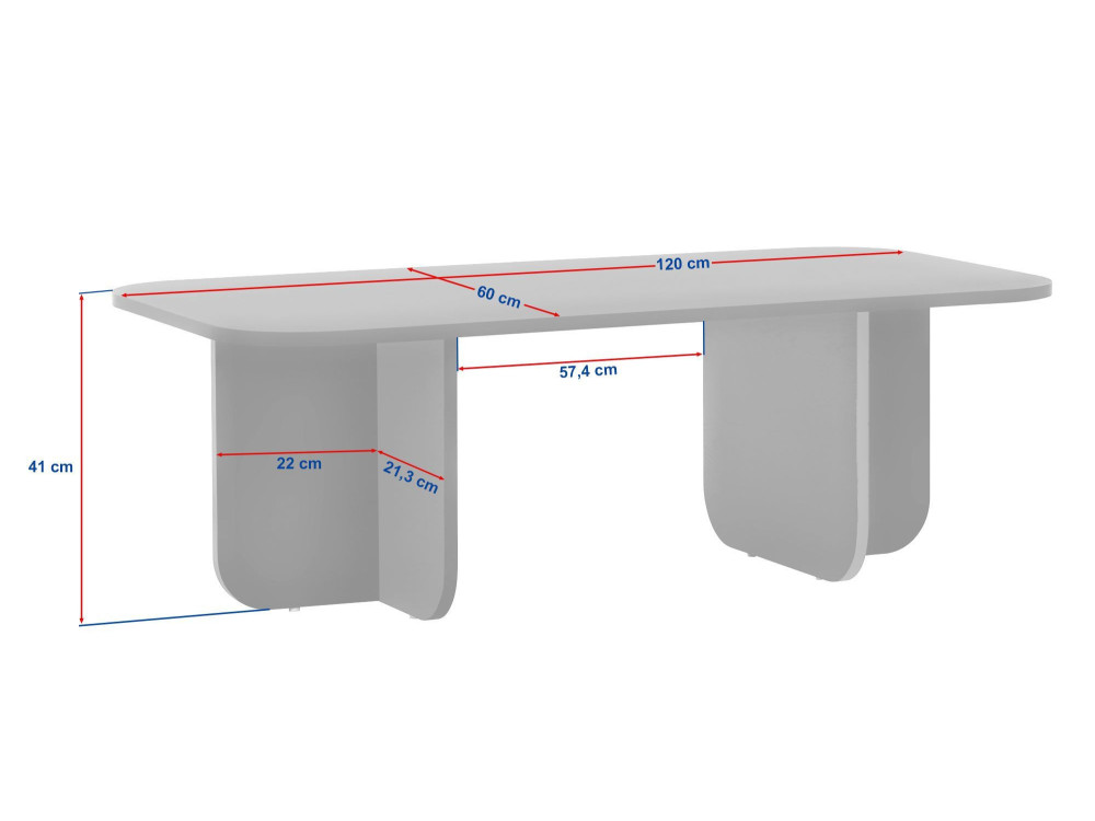 Tavolino in legno "Akira" - 120 x 60 x 41 cm - Travertino
