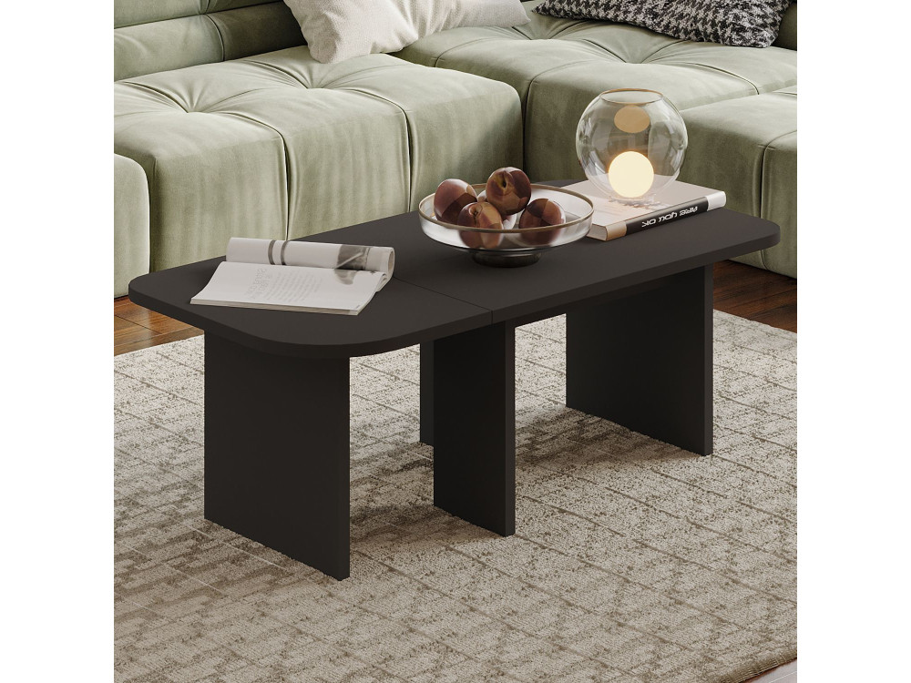 Set di tavolini in legno "Iris" - 90 x 45 x 35 cm - Grigio antracite