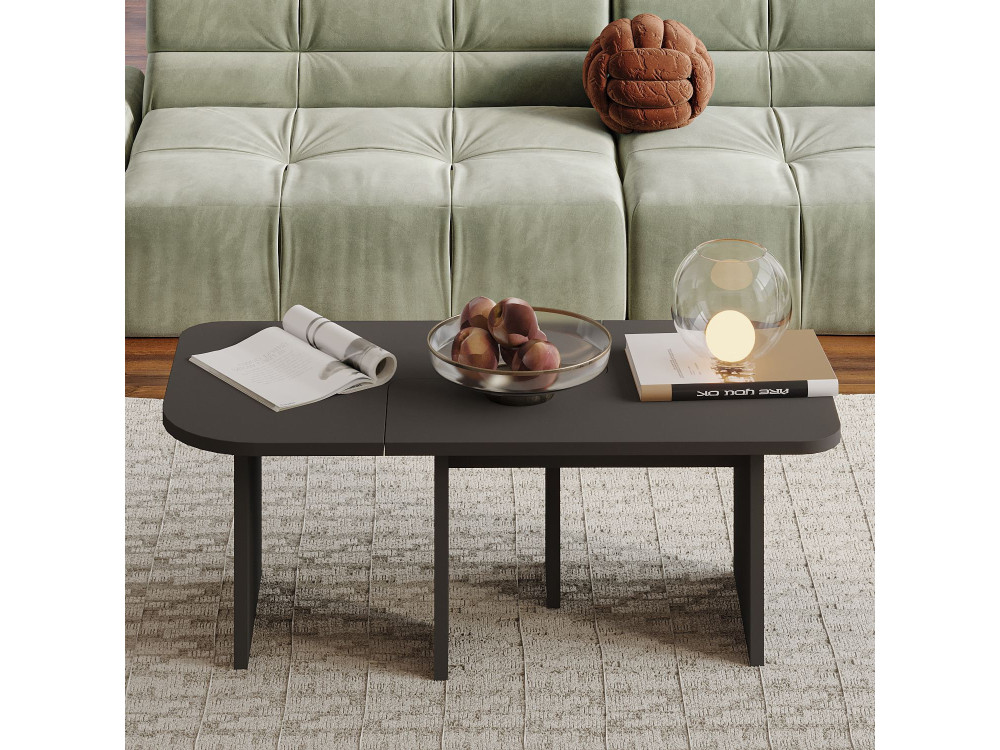 Set di tavolini in legno "Iris" - 90 x 45 x 35 cm - Grigio antracite