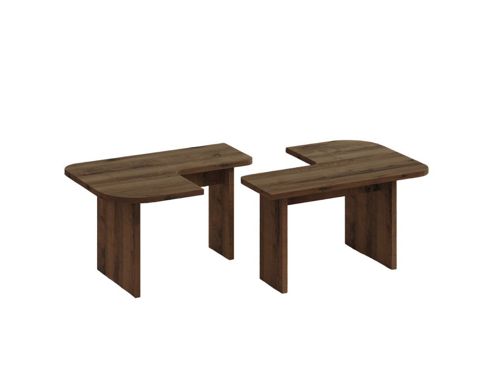 Set di tavolini in legno "Iris" - 90 x 45 x 35 cm - Marrone