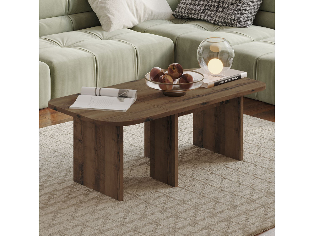 Set di tavolini in legno "Iris" - 90 x 45 x 35 cm - Marrone