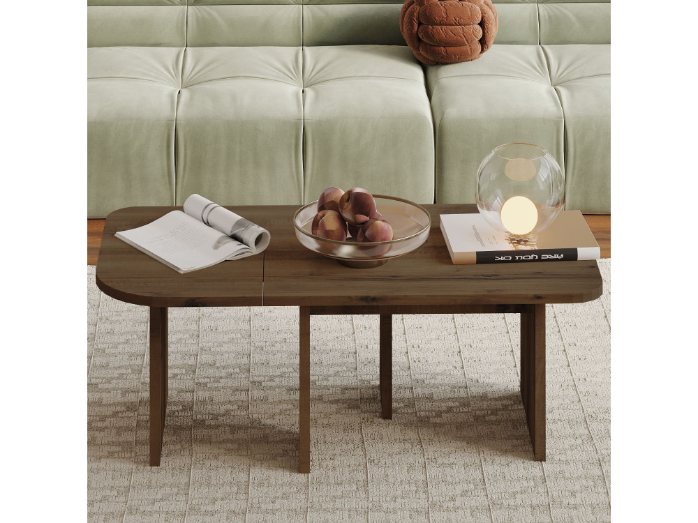 Set di tavolini in legno "Iris" - 90 x 45 x 35 cm - Marrone