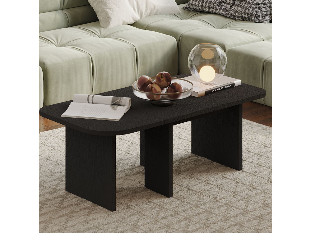 Set di tavolini in legno "Iris" - 90 x 45 x 35 cm - Nero