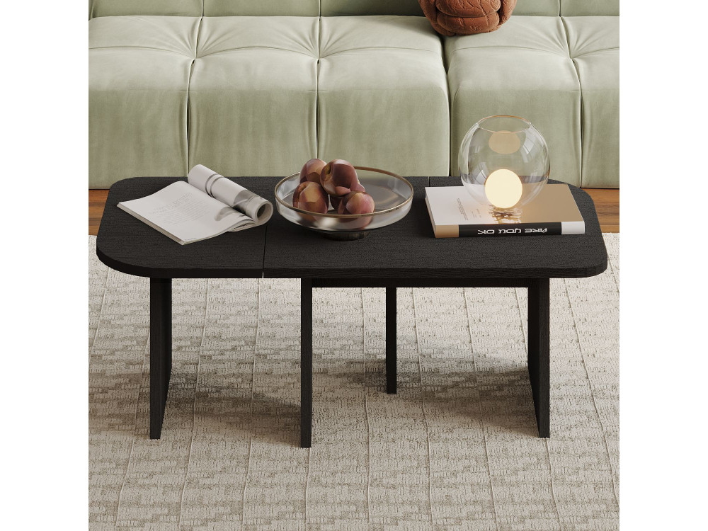 Set di tavolini in legno "Iris" - 90 x 45 x 35 cm - Nero