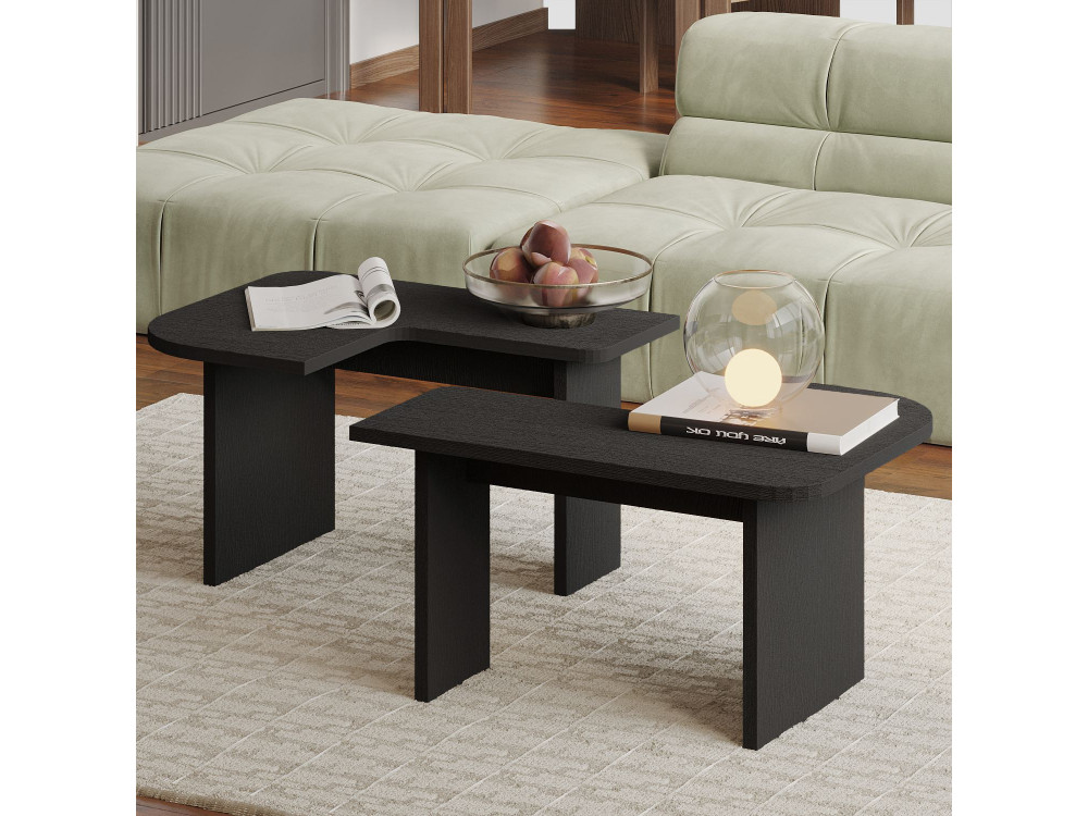 Set di tavolini in legno "Iris" - 90 x 45 x 35 cm - Nero