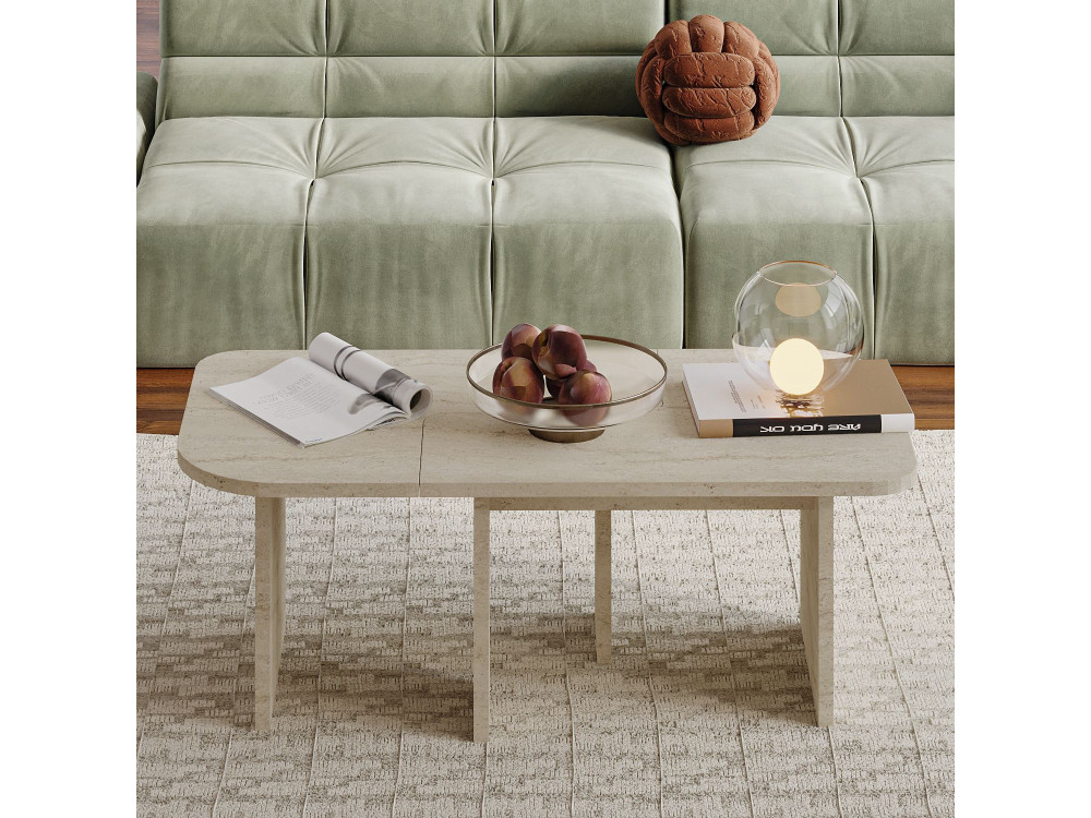 Set di tavolini in legno "Iris" - 90 x 45 x 35 cm - Travertino