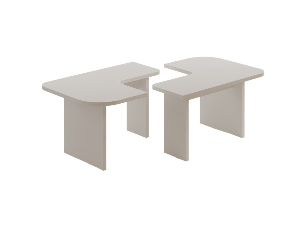 Set di tavolini in legno "Iris" - 90 x 45 x 35 cm - Bianco