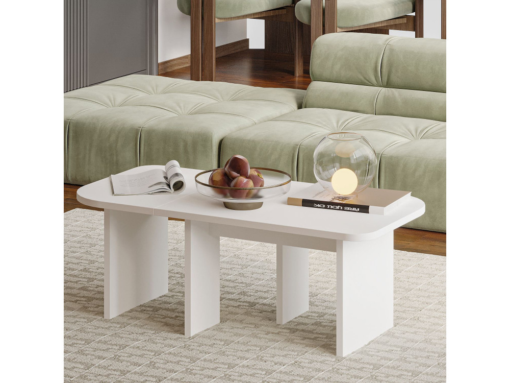 Set di tavolini in legno "Iris" - 90 x 45 x 35 cm - Bianco