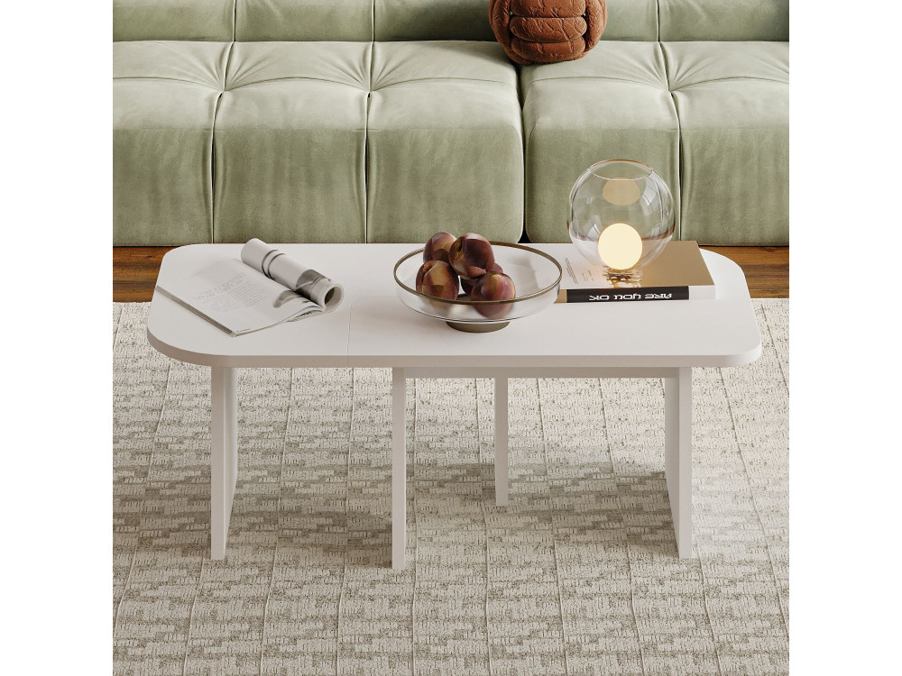 Set di tavolini in legno "Iris" - 90 x 45 x 35 cm - Bianco