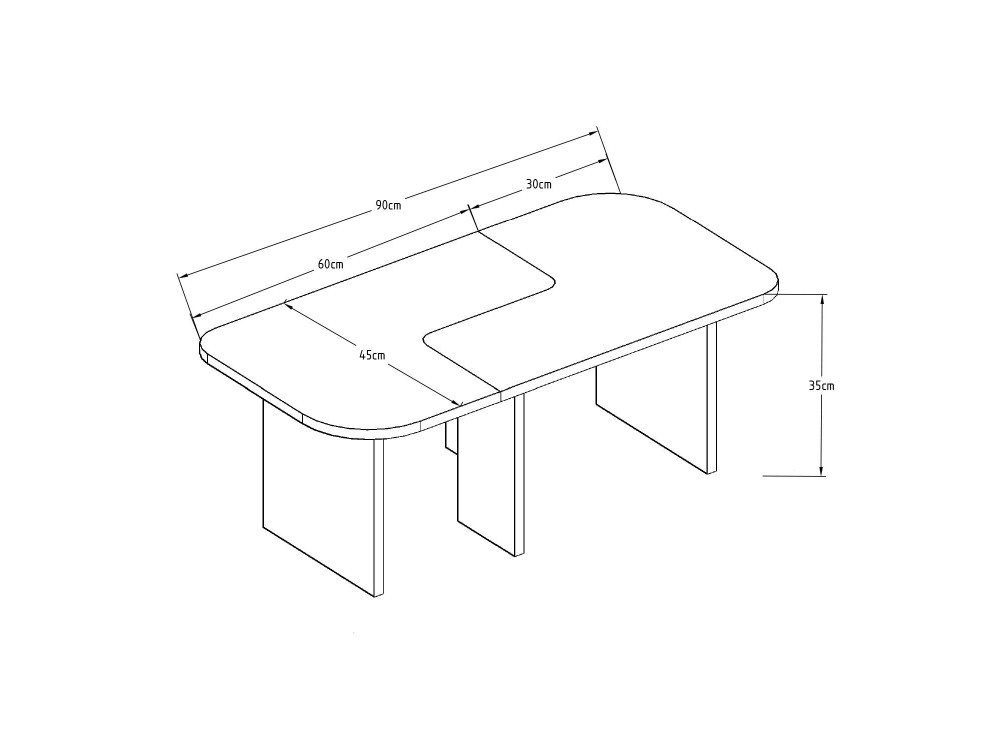 Set di tavolini in legno "Iris" - 90 x 45 x 35 cm - Bianco