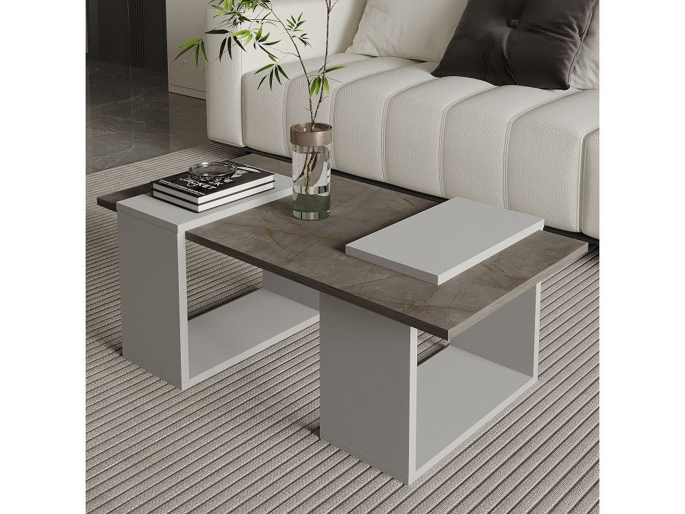 Tavolino in legno "Matris" - 90 x 46 x 37 cm - Grigio