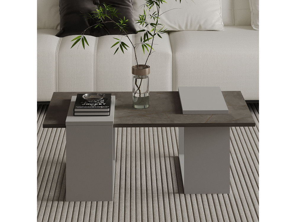 Tavolino in legno "Matris" - 90 x 46 x 37 cm - Grigio