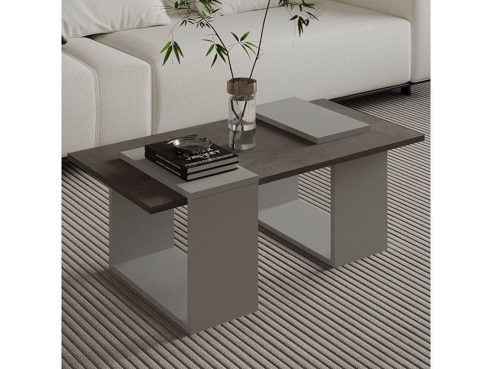 Tavolino in legno "Matris" - 90 x 46 x 37 cm - Grigio
