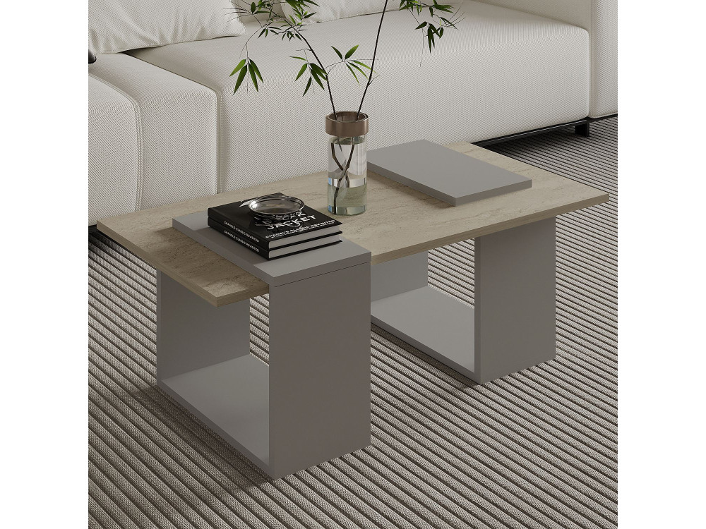 Tavolino in legno "Matris" - 90 x 46 x 37 cm - Travertino