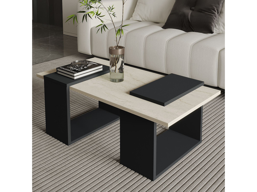 Tavolino in legno "Matris" - 90 x 46 x 37 cm - Grigio antracite