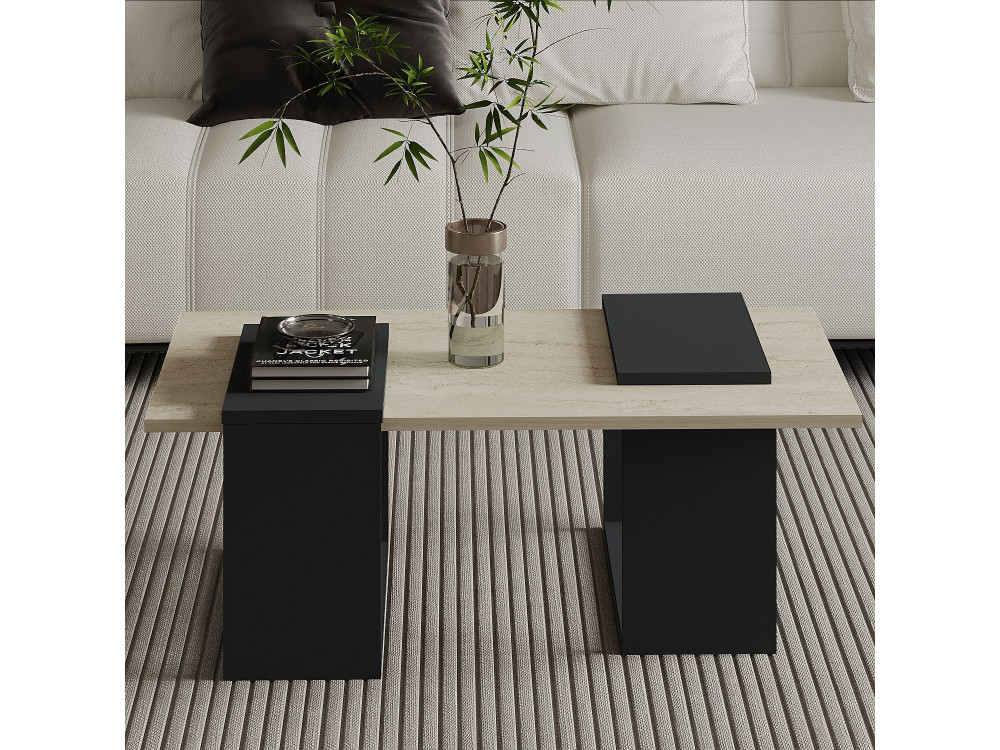 Tavolino in legno "Matris" - 90 x 46 x 37 cm - Grigio antracite