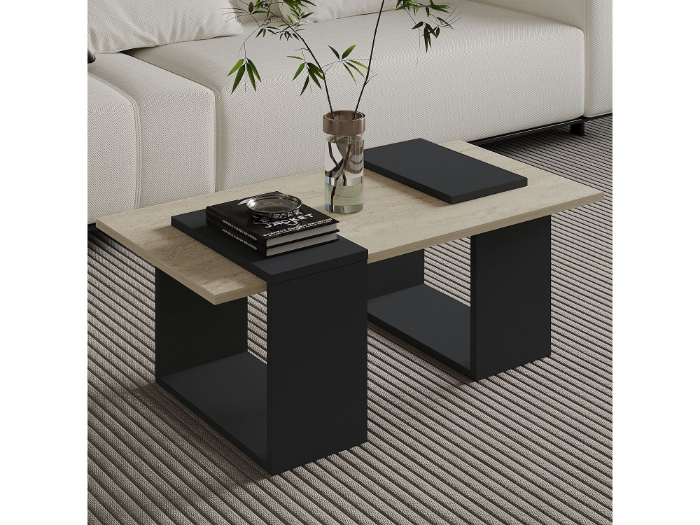 Tavolino in legno "Matris" - 90 x 46 x 37 cm - Grigio antracite